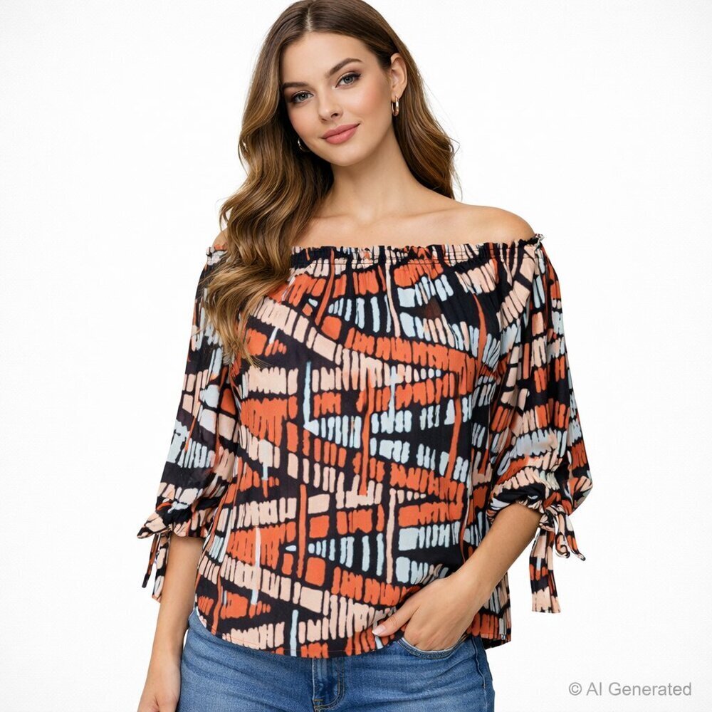 BCBGMaxAzria Off Shoulder Silk Blend Blouse Medium Boho Top NWT ($158 retail)